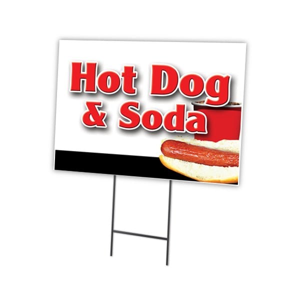 Signmission Hot Dogs & Soda Combo Yard & Stake outdoor plastic coroplast window, C-1824-DS-Hot Dogs & Soda Combo C-1824-DS-Hot Dogs & Soda Combo - main